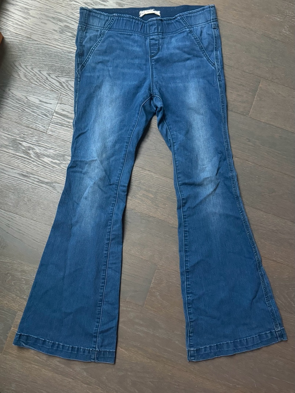 Free People Dark Blue Flared Wide-Leg Jeans